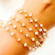 Pink Opal Gold Plated Wire Chain. POP4